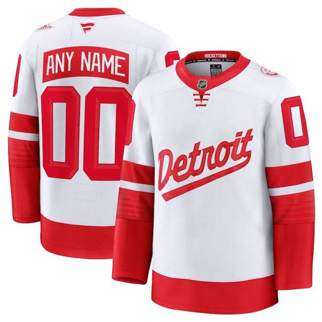 Men%27s Detroit Red Wings Active Player Custom White Red 2024-25 Stitched Jersey